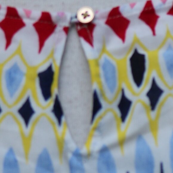 Talbots Multicolor Diamond Print Keyhole w Button Neck Tie Cuffs Rayon Tunic XL - Picture 5 of 10